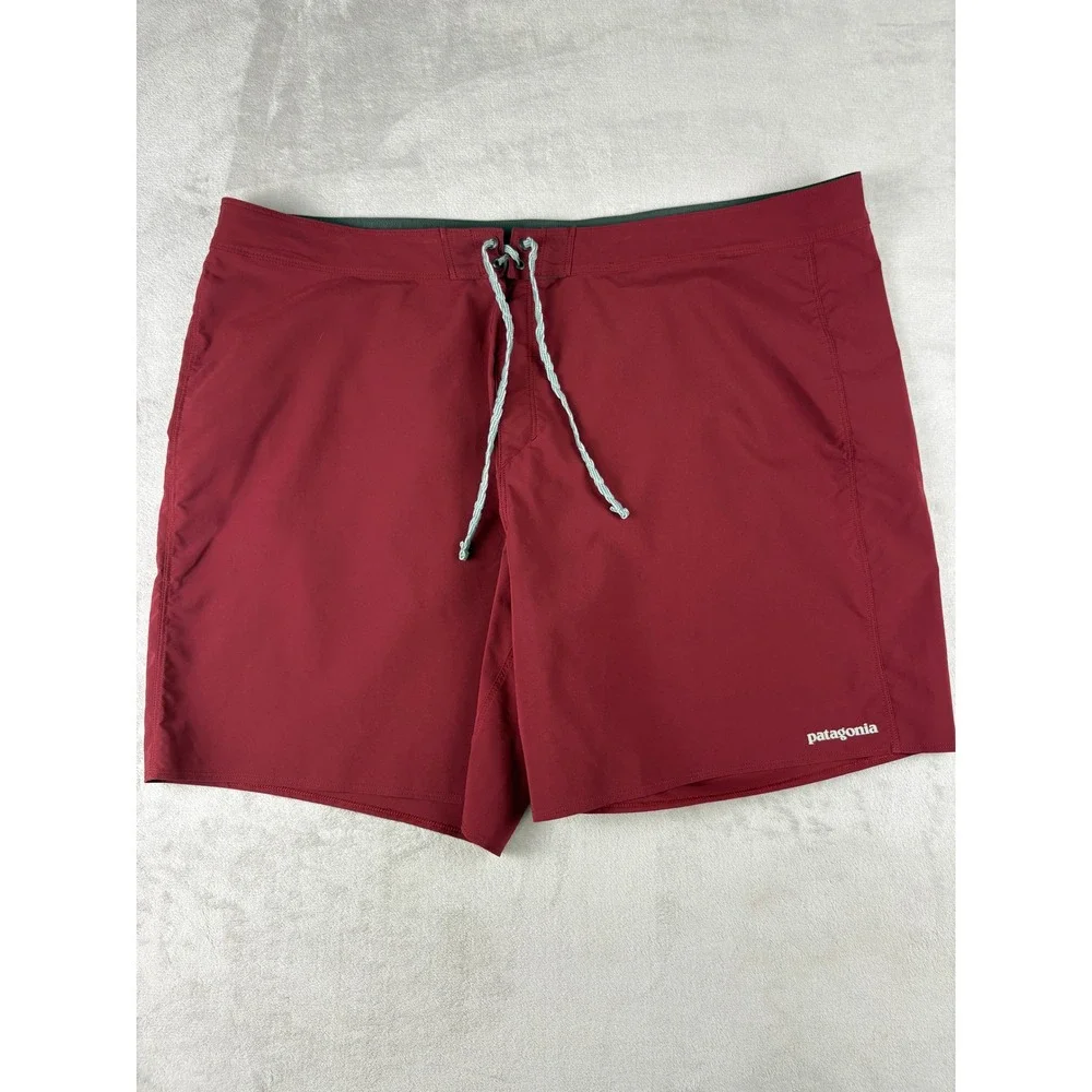 Patagonia Mens 44 Hydro Series Boardshorts Red Burgundy Swim Trunks Recycled DWR